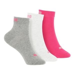 MEDIAS SOQUETE PUMA QUARTER PLAIN PACK X3 MUJER BLACO ROSA GRIS