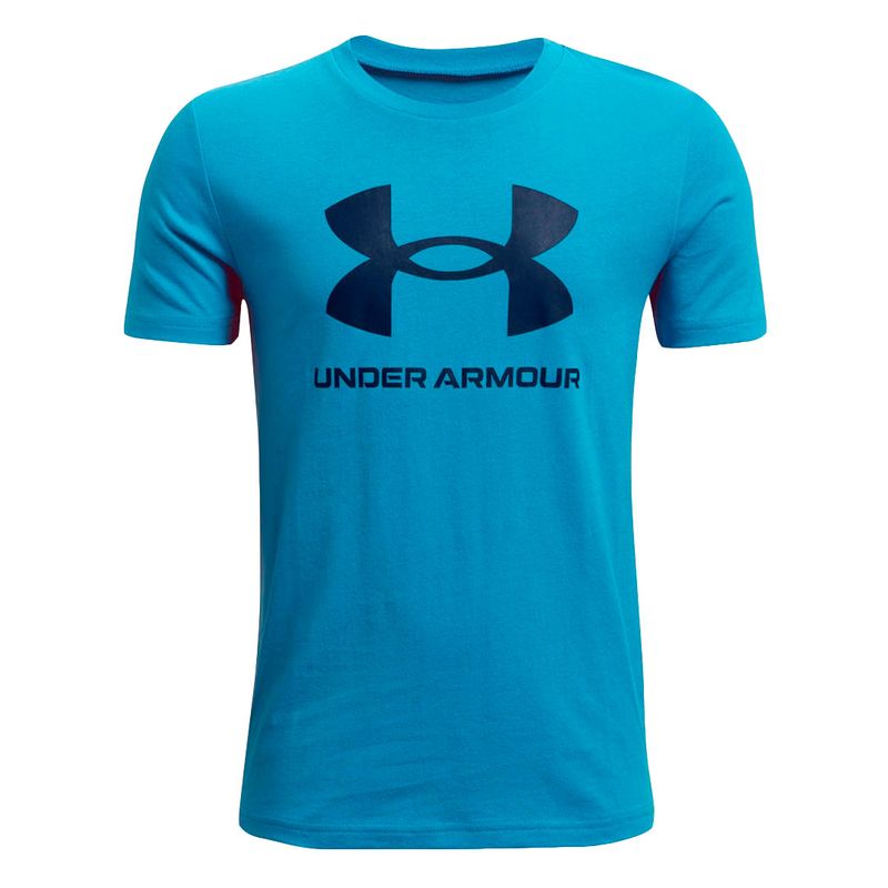 REMERA-UNDER-ARMOUR-SPORTSTYLE-LOGO-TURQ.LG-AZ-NIÑO