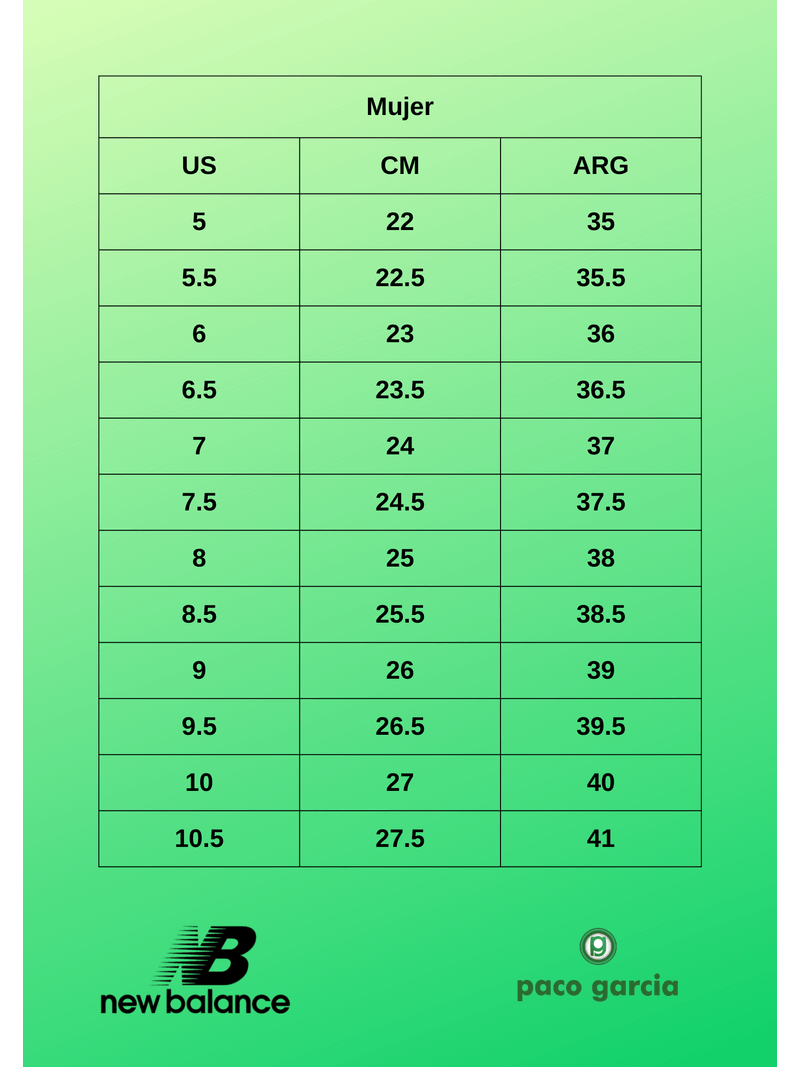 New balance tallas y clearance medidas