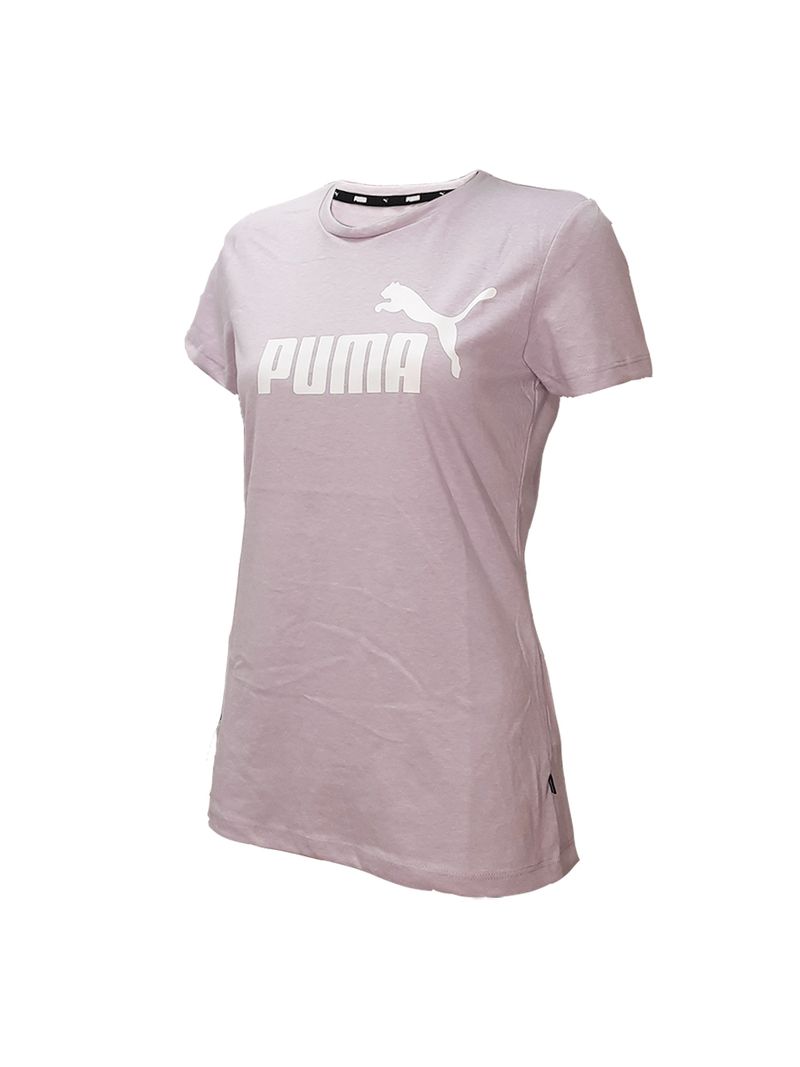 REMERA PUMA ESSENTIALS LOGO HEATHER MODA LILA LT BCA MUJER